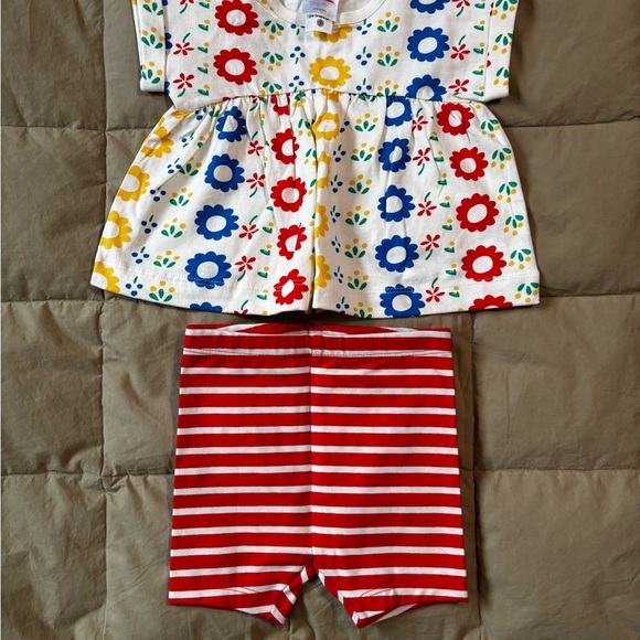 Hanna Andersson Colorful Floral Baby Dress With Striped Shorts NWOT - Picture 2 of 3